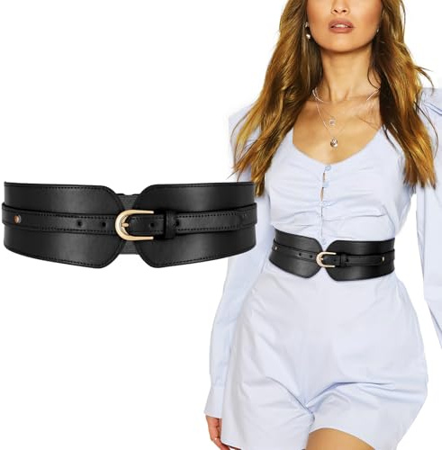 SUOSDEY Women Wide Waist Belt, Ladies Elastic Cinch Belt for Dress Coat with Fashion Layered Back