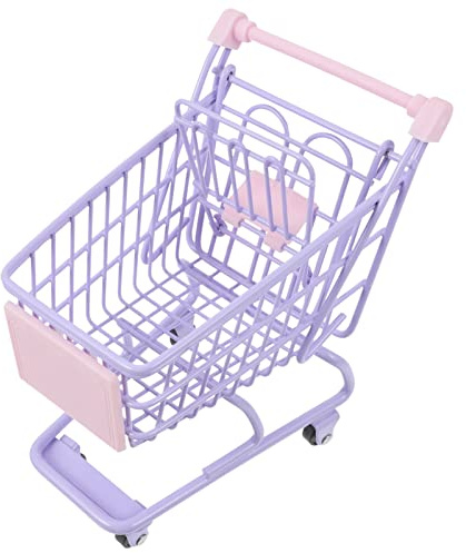 Toyvian Mini Caddie De Courses En Métal Mini Shopping Handcart Jouet D’Imitation Avec Roues Fonctionnelles Panier De Rangement Pour Stylos Cosmétiques Fruits Fleurs Et Petits Objets 5.91X5.31X3.74In