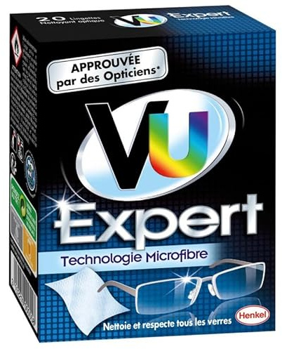 Vu Expert - Nettoyant Optique 20 Pochettes - Solution Efficace et Pratique pour Lunettes et Lentilles - Hygiène Parfaite pour Vos Yeux - Lot De 4