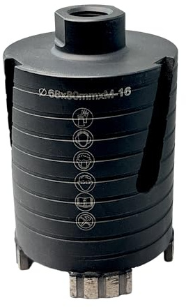 EDW Premium Diamant-Dosensenker 68mm mit M16 Aufnahme 80mm Nutzlänge Dosenbohrer Turbo-Segmentiert für Mauerwerk Kalksandstein Ziegel Poroton