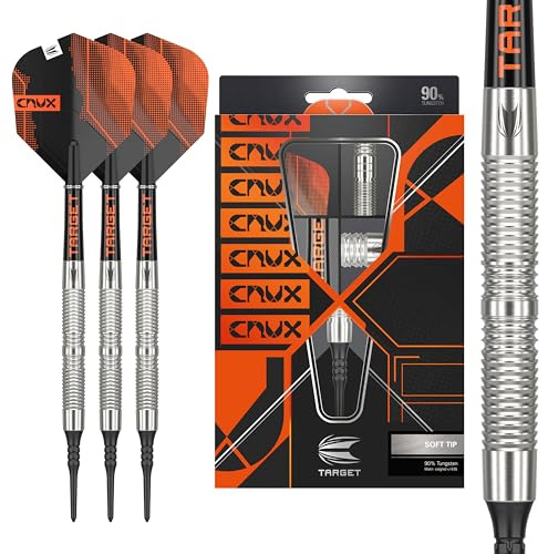 Target Darts Crux Soft Tip Darts Set, 19G/20G | 90% Wolfram Tungsten, Pro Ultra Nr.6 Flights, Pro Grip Tag-Schaft, Dartpfeile mit Kunststoffspitze | Professionelle Zubehör Dart-Sets