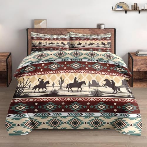WeCozy Queen Comforter Set, 3 Pieces Western Cowboy Bedding, All Season