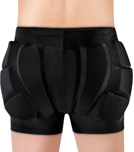 FaroLy Gepolsterte Schutzhosen für Erwachsene Gesäßpolster Shorts Steißbeinprotektor Dickes 3D Eva Hüftpolster für Ski Snowboard Skateboarding (Color : Schwarz, Size : XXL)