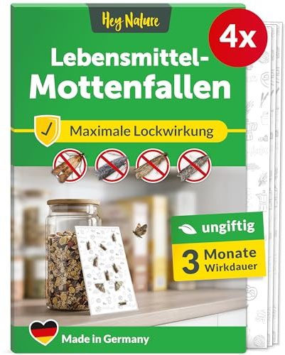 Hey Nature Pantry Moth Traps, 4 Pieces, Food Moth Trap, Non-toxic Moth Catcher With No Insecticides, Pheromone Moth Traps With Maximum Effect to Identify Infestation, Monitoring Trap Against Moths