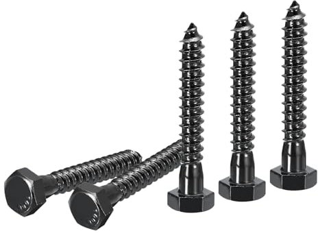 DTGN 5/16 x 2 Hex Lag Bolts - 25 Pack - for Woodworking, Furniture - 304 Stainless Steel Full Thread Hexagon Head Lag Screws for Wood - Black