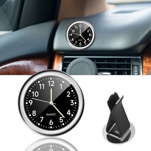 Horloges pour Auto Horloge Voiture Tableau de Bord Avec Autocollant Double Face et Clip D'aération Horloge de Voiture à Quartz Convient à Toute de Voiture