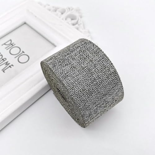 2 Rollen Juteband -5cm Breit 10M Vintage Geschenkband Dekoband Burlap Juteband Leinen Band für Handwerk Geschenkverpackung Basteln Blumenstrauß Dekoration Hochzeitdeko Weihnachten Haus Deko-Grau