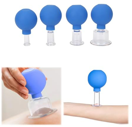 Facial Cupping Set, Facial Vacuum Suction Massage Bowls, Part Cupping Therapy Set, Cupping Against Cellulite, Cupping Glasses with Suction Ball, for Firm Skin, Wrinkle Reduction, Detoxification,