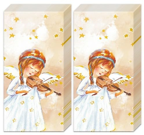 Malagro 20 einzelne Taschentücher Weihnachten Engel. 2 Packungen mit 10 Taschentüchern, 4-lagig, Umweltfreundlich, Papiertaschentücher als Geschenk