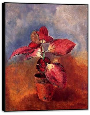 RXNHGJDS Odilon Redon art prints,Begonia in a Pot,Poster Odilon Redon canvas Classic Abstract Famous Paintings Wall Art Canvas Prints Home Decorate40x30cm(16x12in) Black Framed