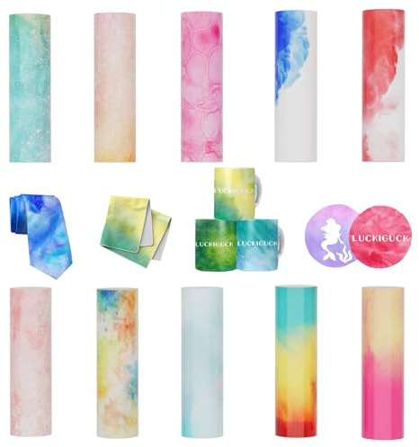 Creatorally Aquarell Infusible Transfer Ink Sheets, 10 Stück 11x30 cm Unschmelzbare Transfer-Tintenblätter, Farb und Mustertransferfolie Sublimationstintenblatt für Personalisierte DIY