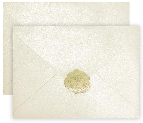 YINUOYOUJIA 50 PCS Pearl Ivory Envelopes A7,5 x 7 Ivory Shimmer Envelopes for Invitation,Perfect for Wedding Invitation Cards,Birthday RSVP Invite,5.25 x 7.25 inches