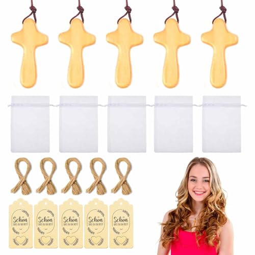 Eowppue Colección de Colgantes de Cruz de Madera – Cruces Pequeñas Únicas para Pulseras, Ideales para Comuniones, Escapulario de la Virgen del Carmen
