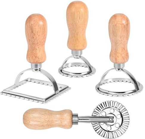 Szaboviktoria 4 Piezas Molde Ravioli, Cortador de Pasta, Cortador de Raviolis Cuadrado y Redondo, Se Puede Utilizar para Hacer Raviolis y Tallarines