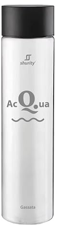Shurity Pack 10pz. - Bottiglia Cilinder 75cl. Personalizzata Trasparente con Tappo Nero (Pack 10PZ. Acqua Gassata)