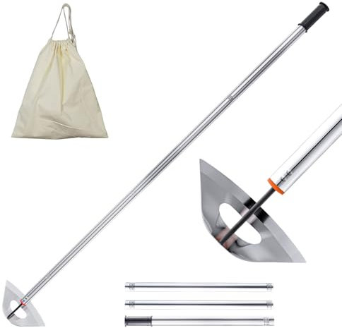 Zappa da giardino con manico lungo, intera in acciaio temprato, zappa da giardino, zappa per scavare, diserbo, tritare e allentare il terreno, manico lungo regolabile all'interno di 24-55 pollici