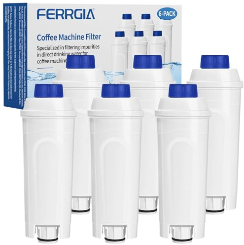 FERRGIA 6 Piezas Cafetera Filtros Agua,Compatible con DeLonghi DLSC002,SER3017,5513292811–Compatible ECAM,ETAM,Rivelia,Magnifica S/Evo