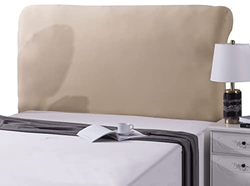 Kopfteilbezug 120 160 180 140 200 cm, Strecken Bettkopfteil Hussen for Gepolsterte-/Holz-/Leder Bett Kopfteil Abdeckung Rechteckiger/Leicht Abgerundeter Bett Staubdicht Schutzhülle(90-110cm,Braun1)