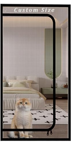 Zanzariera per porte di dimensioni personalizzate, rete a prova di gatto, rete autoadesiva per porta, a prova di strappo, per balcone, camera da letto, con cerniera