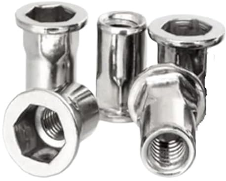 Rimmean Tuercas remachables hexagonales de Cabeza Plana de Acero Inoxidable, M3, M4, M5, M6, M8 y M10, 5/10/20 Unidades(M6 10PCS)