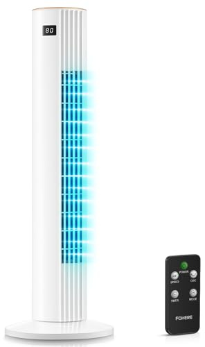 Tower Fan for Bedroom, Quiet Oscillating Floor Fans with 70°, Remote Control, 3 Modes, 3 Speeds, 12H Timer, 30 Bladeless Standing Fan for Home, Office, Living Room, White