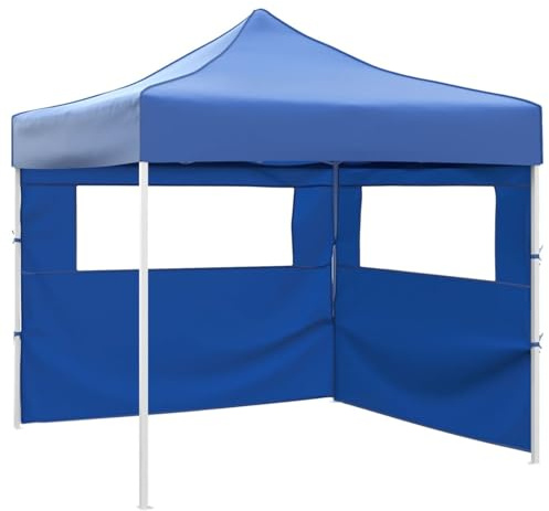 Snsowed Tenda Pieghevole con 2 Pareti 3x3 m Blu,Impermeabile,Protezione UV 50+,Tenda da Giardino,Tenda per Eventi-44961
