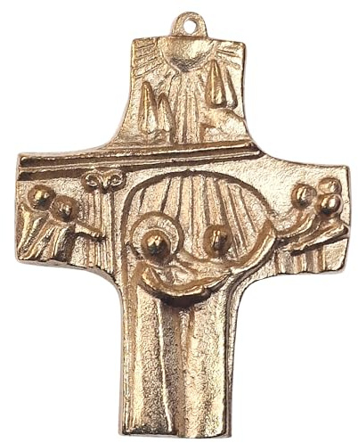 Herzmensch Kleines Wandkreuz Jesus und Bartimäus massives Bronze Kreuz gold zum Aufhängen als Geschenk für Priester, Pfarrer, Ordensleute, Gläubige