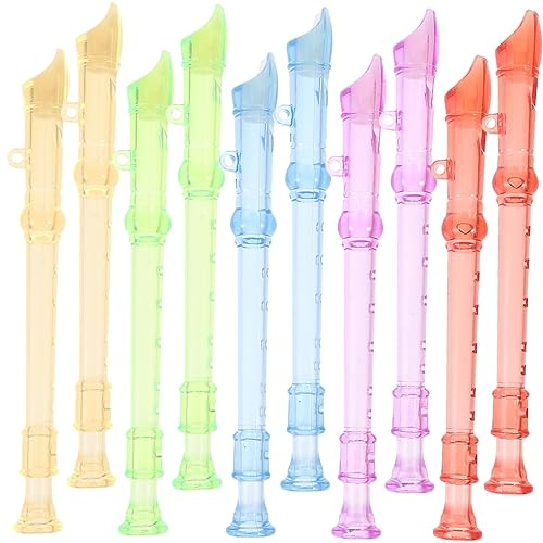 Mikinona 10 pcs Mini Flute for Plastic Recorder Instrument Lightweight and Portable Music for Early Music Education and Fun Random Color