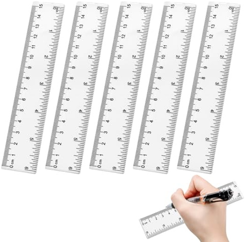 5 Stück Lineal 15cm Grundschule,Transparent Präzision Kleines Lineal Grundschule,Flexibel Ruler,Bruchsicheres Lineal mit Metrische-Skala,Linkshänder Lineale Schulbedarf,Zentimeter Einteilung