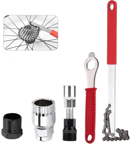 Crozgan 5Pcs Bike Chain Removal Tool Kit,Bike Cassette Removal Tool Set with Bike Crank Extractor,Bicycle Flywheel Chain Sprocket Remover,Cassette Lockring Removal Tool,Spanner,Bracket Remover