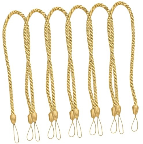 LOLIPPYY 6 Pezzi Fermatende Eleganti in Dorato Accessori Decorativi per Tende da Casa Legacci Resistenti per Soggiorno Camera Cucina Bagno Ufficio