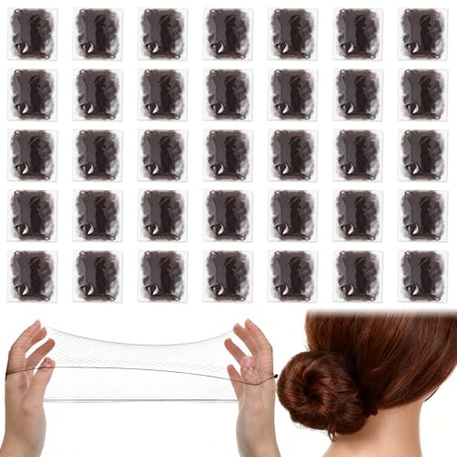 35 Pcs Invisible Hair Nets for Girls and Women Invisible Bun Nets for Ballet Girls Ballet Bun Hair Net (Coffee)