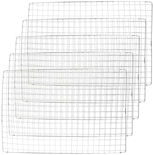 NUOBESTY 5 pièces Tapis de Cuisson BBQ Réutilisable Acier Inoxydable Résistant Chaleur pour Viande Barbecue Extérieur et Four