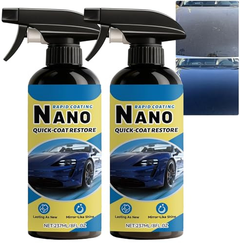 Spray Rivestimento Rapido per Auto, Cera Spray Ceramica ad Alta Protezione 3 in 1, Rivestimento Nano Avanzato ad Azione Rapida per Auto, Cera Lucidante Antigraffio e Lavaggio Senz'Acqua con (2pcs)