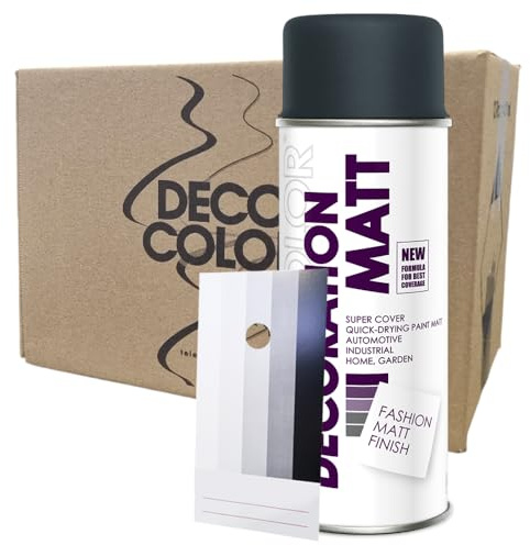 Craft-Equip DC 12 Stück Lackspray Matt nach RAL in 400ml zur Lackierung von Auto Stahl Aluminium Beton Holz und Spritzmusterkarte (12 Dosen in anthrazit MATT RAL 7016 + Karte)