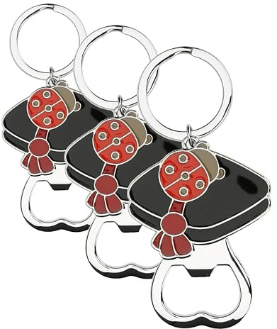THUN, Apribottiglia con Tocco Portafortuna Laurea in Zama Placcata e Ottone Placcato, 6.6 x 4.5 cm (Confezione da 3)