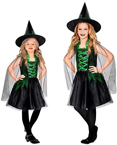 W WIDMANN MILANO Party Fashion - Kinderkostüm Hexe, Kleid, Hexenhut, Magierin Faschingskostüme, Halloween