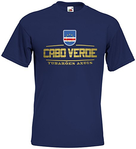 Kap Verde WM-2026 T-Shirt Cabo Verde Fanshirt Nation Trikot Navyblau L