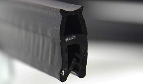 SMI-Dichtungsprofil DO2 für 1-4mm EPDM Moosgummi/Vollgummi mit Stahleinlage selbstklemmend ohne Kleber - Kantenschutz mit Dichtung oben, Kantenschutzdichtprofil für Auto, Kofferraum (10 m)