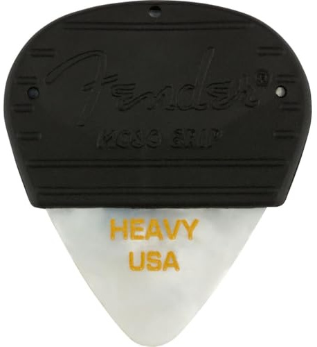 Fender Mojo Grip Guitar Picks, Celluloid, Heavy, 3-Pack, White Moto