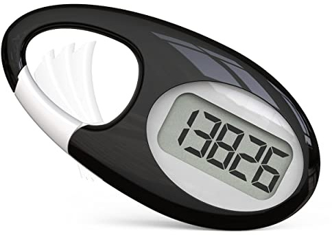 Simple 3D Step Counter, Walking Pedometer, Steps Tracker with Neck Lanyard/Carabiner for Men Women Teens Adults Seniors (Black)