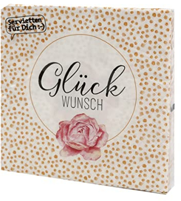 Servietten Schrift 20 Servietten Mit Rose | Gl?ckwunsch | Blume | Spruch | Text | Schrift | Fest | Party | Tischdeko 33x33cm