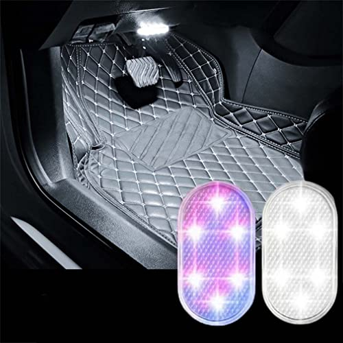 2PCS Car Led Lights Interior, Auto Led Innenbeleuchtung, LED Touch Licht RGB Wiederaufladbaren Mobilen USB Touch Auto ZubehöR Innenraum Ambientebeleuchtung, Auto Innen Beleuchtung (Weiß+Bunt)