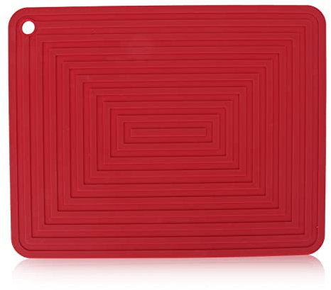 Tapis de Séchage en Silicone, 28 x 22 cm Tapis de Vidange pour évier, Tapis égouttoir à Vaisselle de Antidérapant Résistant à la Chaleur, Tapis Support pour évier pour Cuisine Salle de Bain (Rouge)