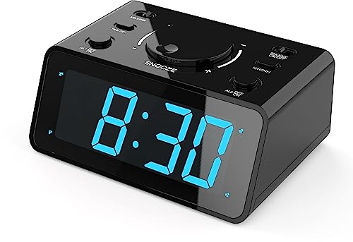 KWANWA Alarm Clock, Dual Alarm, Recordable 15S Voice, Adjustable 3-Level Led Brightness, 12/24Hr, Cordless, Snooze, Battery Operated Only, Loud Alarm Clock for Heavy Sleepers, Easy to Set