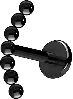 PIERCINGLINE Titan Labret mit Push Fit 7 KUGELN Piercing Ohr Helix Tragus Conch Farb & Größenauswahl