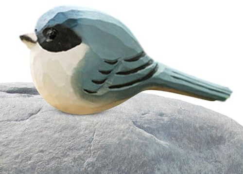 Teksome Pájaros de madera | Estatua de pájaro tallada a mano para los amantes de los pájaros | Estatuas de pájaros de madera para decoración del hogar, figuras de pájaros para decoración de estantes