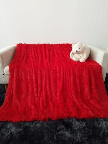 Cotton Market Decke 170x210 cm – Zweiseitig Tagesdecke – Kuscheldecke Flauschig für Wohnzimmer und Schlafzimmer – Sofadecke Blanket - Sofa Überwurfdecke – Felldecke Rot