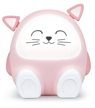 BIGBEN Enceinte Bluetooth Enfant et Veilleuse Musicale Mia le Chat - Audio Sans Fil Bt 5.3, Lecture USB MP3, Minuterie Sommeil, Lumière Réglable et Commandes Tactiles Ludiques. Hi Buddies! - BTKIDSCAT