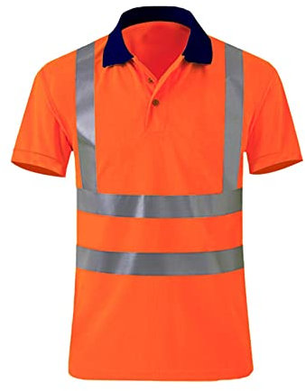 Polo di sicurezza da uomo – Maglietta di avvertimento da uomo in cotone – Protezione di avvertimento T Shirt da uomo arancione – giacca da lavoro donna impermeabile – giacca avvertimento comoda